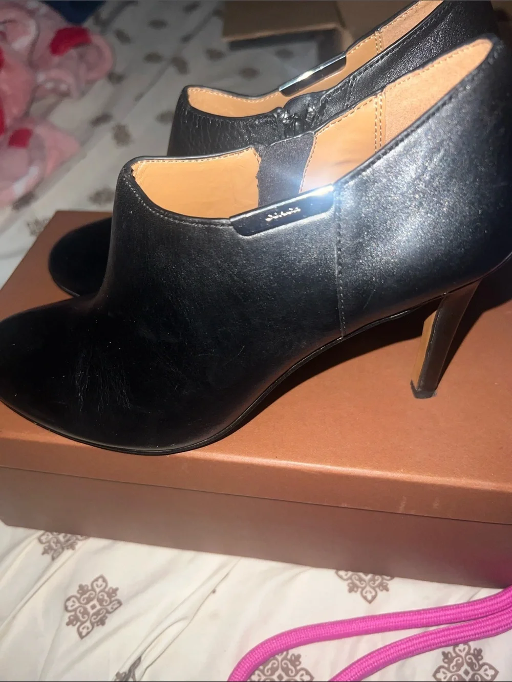 Coach Black Leather Zip Side Women's Ankle Booties